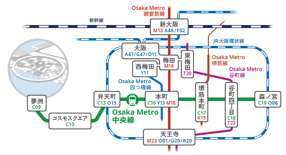 大阪万博鉄道路線図